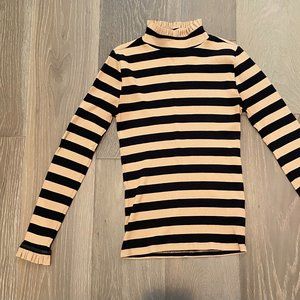 J. Crew Vintage rib ruffle mockneck tee in stripe
